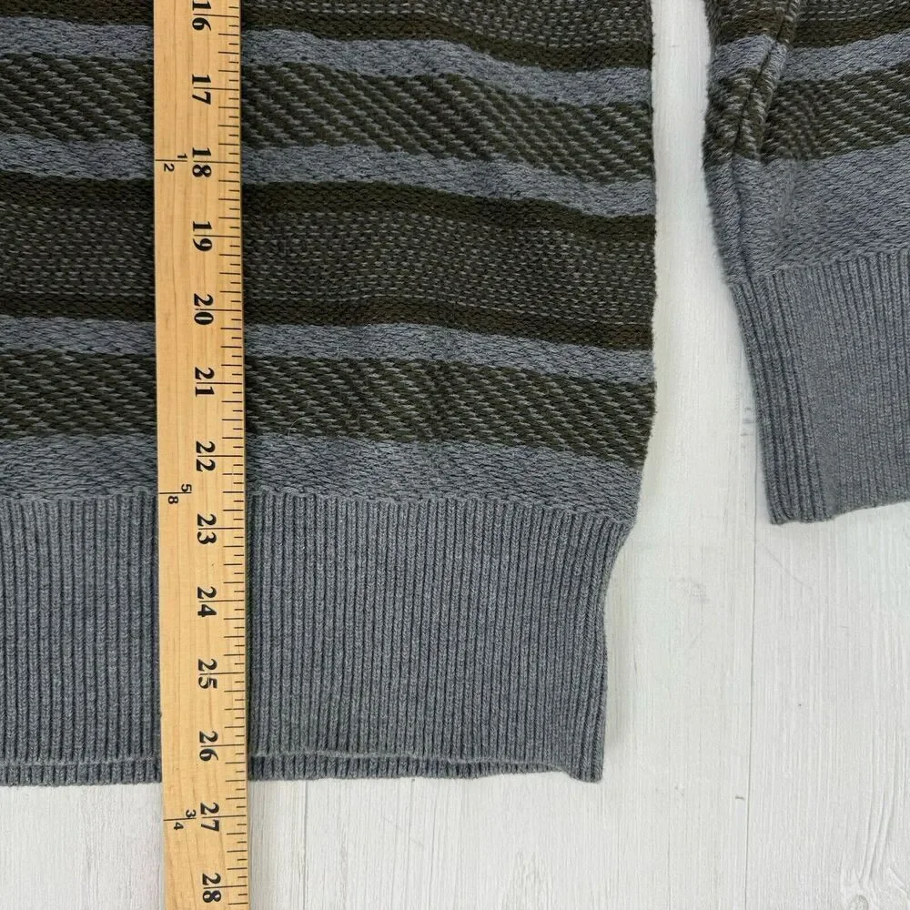 Banana Republic Men XL Traveler Stripe Shawl Collar Pullover Sweater Gray Cotton